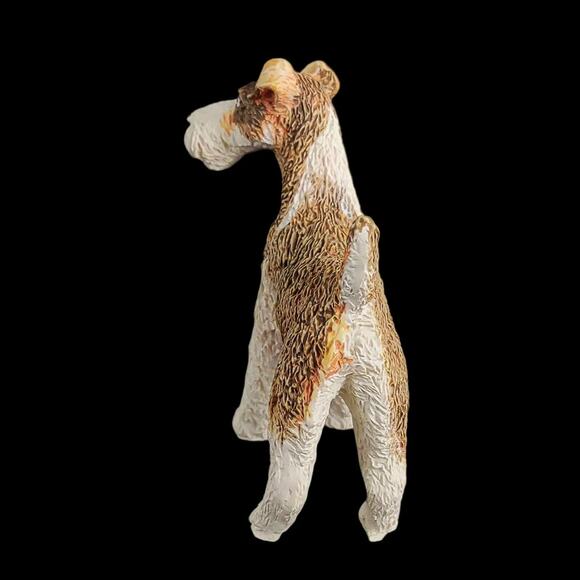 Airedale or French Wire Fox Terrier Resin 2.5" Figurine, Brown & White - Picture 3 of 5